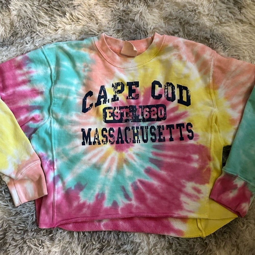 Dreamsicle Cape Cod Tie-Dye Cropped Sweatshirt NWOT